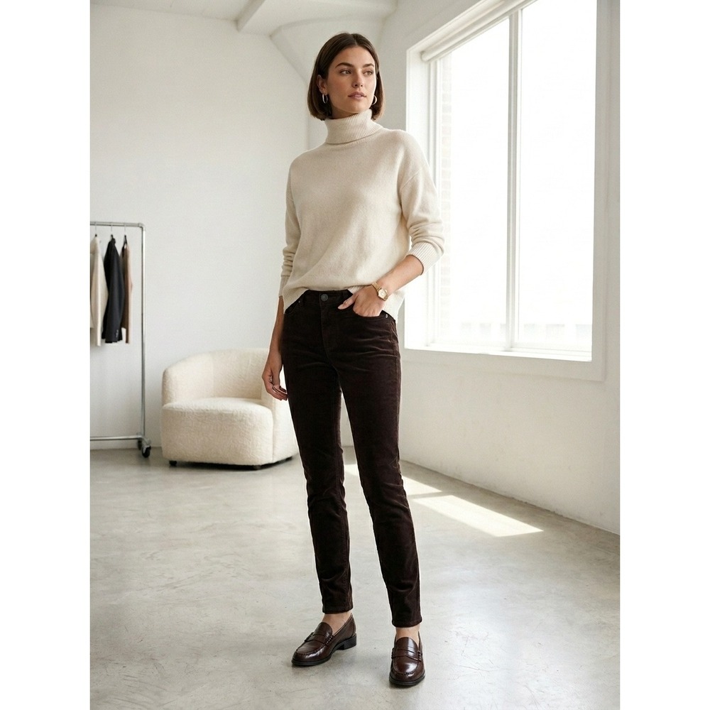 KUT from the Kloth Women Pants Brown Corduroy Slim Leg Pants Five Pocket Size 12